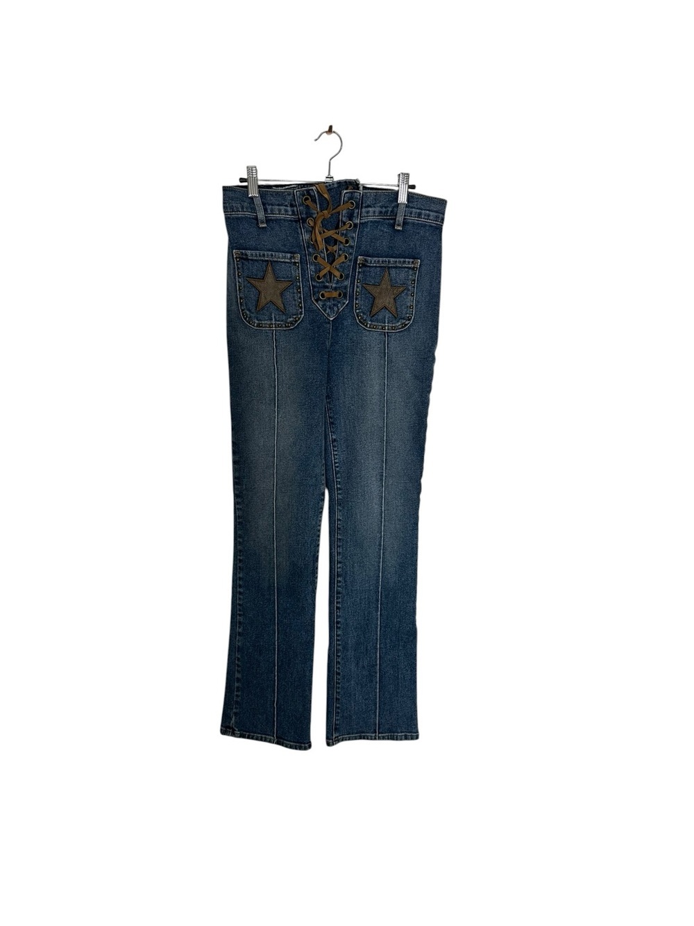 Revice Denim Lace-Up High-Waist Star Pocket Women's Jeans - Blue